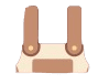 A beige apron with brown straps and buttons.